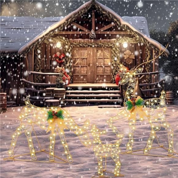 3 Pcs Christmas Light Up Deer Decorations Christmas Decorations Deer - Picture 1 of 7